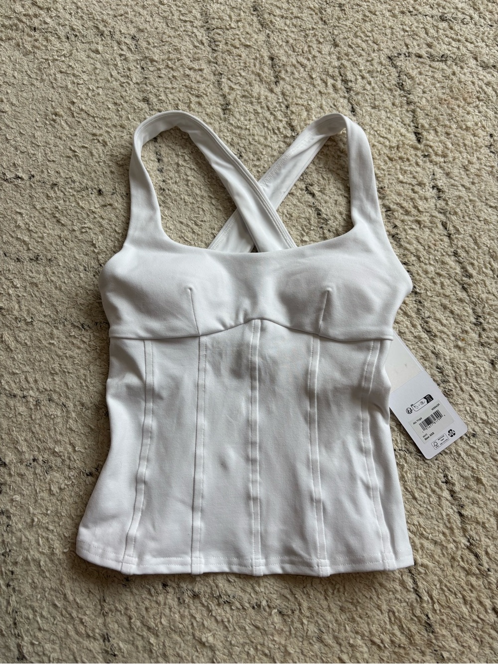 Alo Yoga Airbrush Sparks Fly Corset tank White